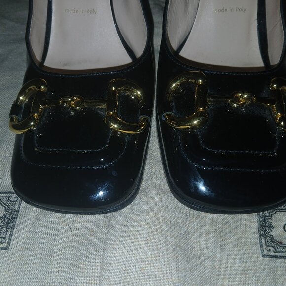 Gucci Women's High Block Heel Mary Jane Pumps size 38.1/2 - Picture 6 of 11